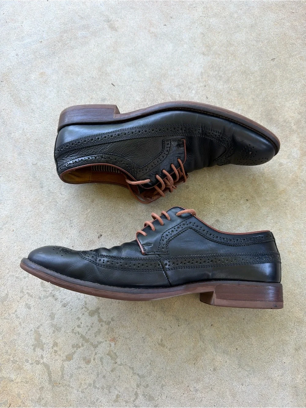 Johnston & Murphy Black Leather Long Wing Derby Men’s Dress Shoes 11.5 M